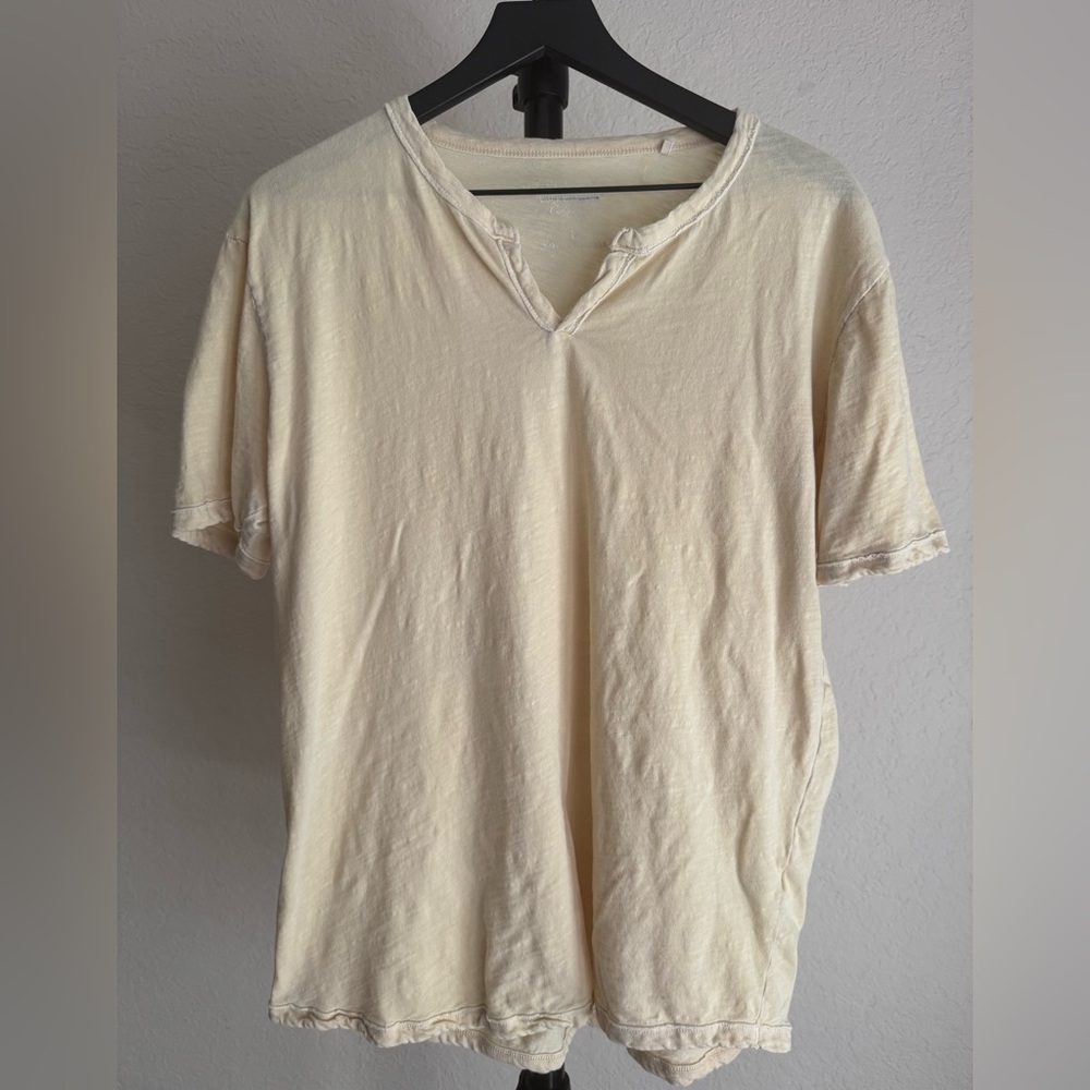 Lucky Brand Men’s Henley Shirt Large Loose Yellow